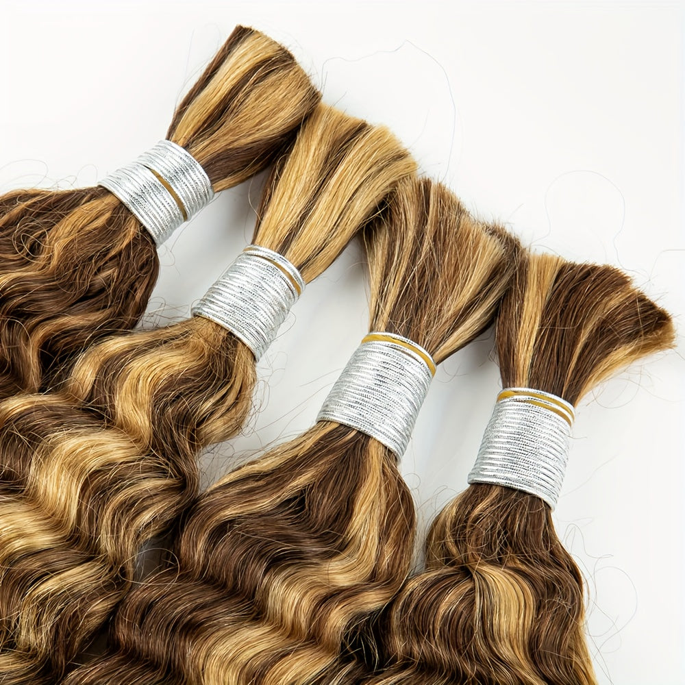 P4/27 Highlight Deep Wave Ombre Highlight Brown Bulk Soft Human Hair Bulk Deep Curly Ombre P4/27 Honey Blonde Bulk Hair Extensions Virgin Human Hair